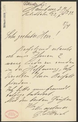 Brief an B. Schott's Söhne : 15.03.1899