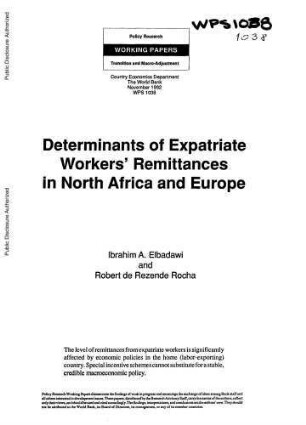 Determinants of expatriate workers' remittances in North Africa and Europe