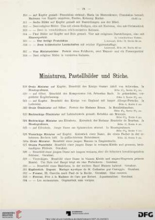 Miniaturen, Pastellbilder und Stiche (Nr. 319-347)