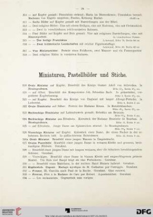 Miniaturen, Pastellbilder und Stiche (Nr. 319-347)