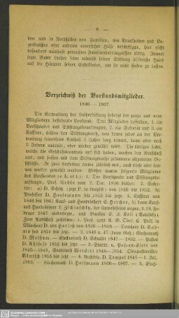 Verzeichniß der Vorstandsmitglieder 1846-1867
