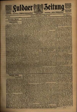 Zweite Ausgabe vom Samstag, den 07. August 1909.