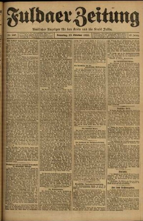 Erste Ausgabe vom Samstag, den 23. Oktober 1920.