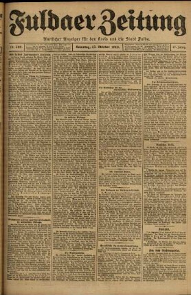 Erste Ausgabe vom Samstag, den 23. Oktober 1920.