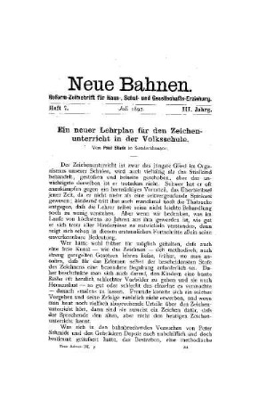 Ein neuer Lehrplan für den Zeichenunterricht in der Volksschule