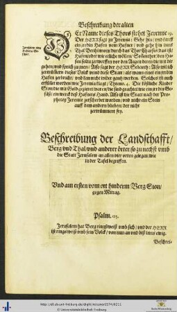 Beschreibung der Landschafft, Berg und Thal, und anderer örter