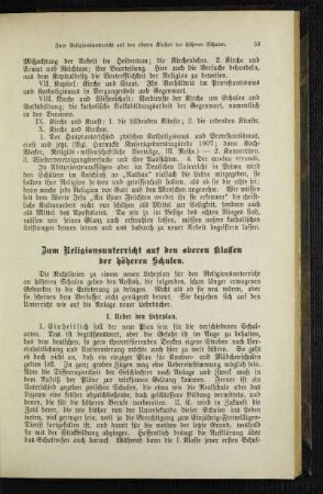 Zum Religionsunterricht auf den oberen Klassen der höheren Schulen