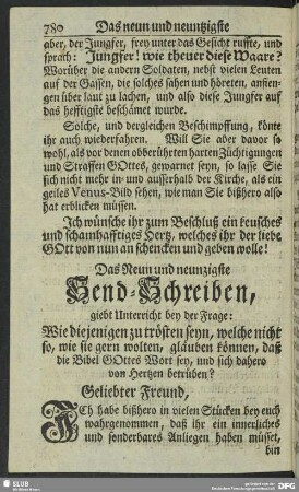 Das Neun und neuntzigste Send-Schreiben