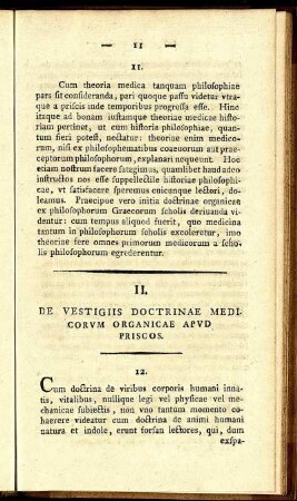 II. De Vestigiis Doctrinae Medicorvm Organicae Apvd Priscos.