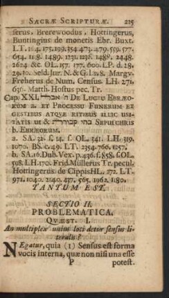 Sectio II. Problematica