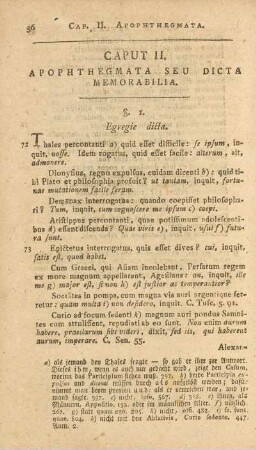 Caput II. Apophthegmata Seu Dicta Memorabilia