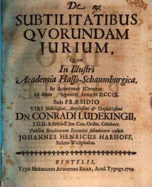 De subtilitatibus quorundam iurium