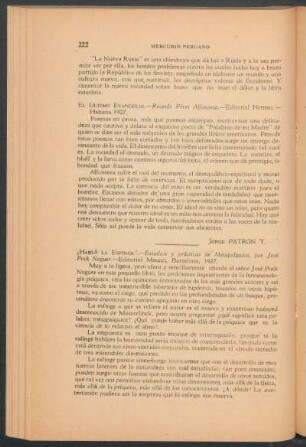 "El último evangelio", Ricardo Pérez Alfonseca, Editorial Hermes, Habana, 1927