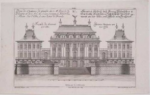 Aufriss von Schloss Pillnitz bei Dresden, Wasserpalais, mit Maßstab und Legende, No. 1, Blatt 225 aus Engelbrechts Architekturwerk