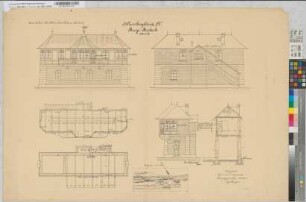 Stellwerksgebäude "Ot" Berge-Borbeck: Grundrisse, Ansichten, Schnitt, Lageplan, M. 1:50 und M. 1:1.000 Hgs, Sknr.: 1, Fanr.: 9, Bunr.: 1