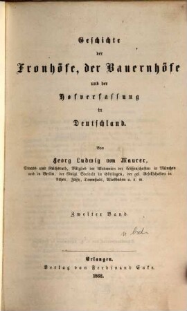 Geschichte der Fronhöfe, der Bauernhöfe und der Hofverfassung in Deutschland, 2