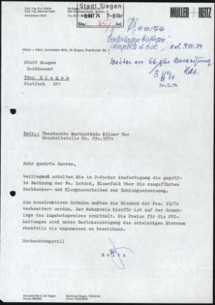 Firmenbriefkopf Müller und Reitz, Architekten