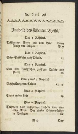 Innhalt des siebenten Theils.