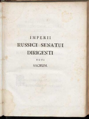 Imperii Russici Senatui Dirigenti Toti Sacrum.