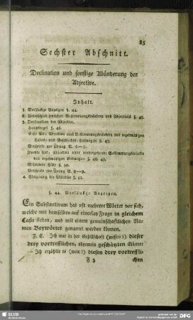 Sechster Abschnitt. Declination und sonstige Abänderung der Adjective
