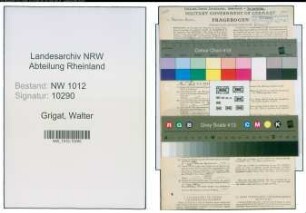 Entnazifizierung Walter Grigat , geb. 06.02.1908 (Kaufm.angest.)