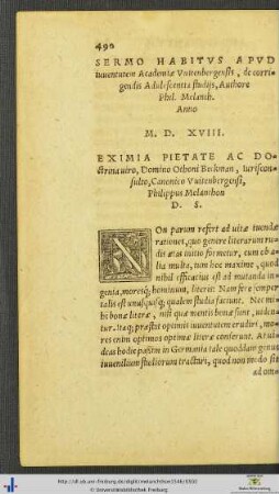 Sermo de corrigendis Adulescentiæ studijs