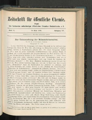 Heft VI. 30. März 1909. Jahrgang XV.