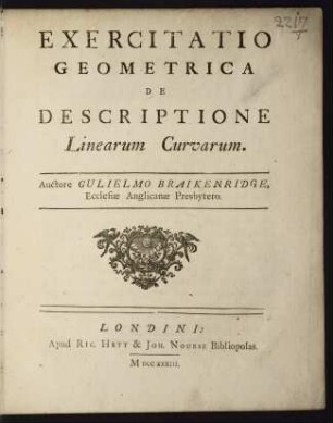 Exercitatio geometrica de descriptione linearum curvarum