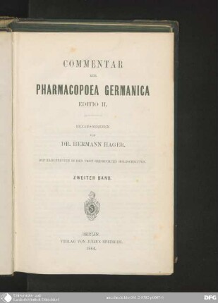 2: Commentar zur Pharmacopoea Germanica : mit zahlreichen in den Text gedruckten Holzschnitten