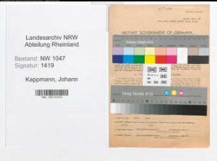 Entnazifizierung Johann Kappmann , geb. 01.04.1900 (Schreiner)