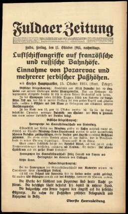 Ausgabe vom Freitag, den 15. Oktober 1915.