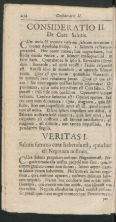 Consideratio II. De Cura Salutis