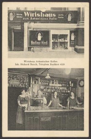 Ansichtskarte "Wirtshaus Askanischer Keller", Askanischer Platz 4