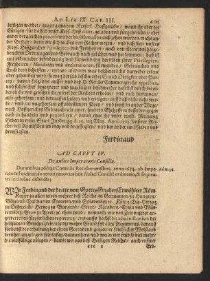 Ad Caput IV. De aulico Imperatoris Consilio.