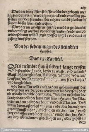 Von der bedeutung des neundten Hauses. Das 13. Capittel.