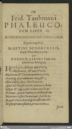 Frid. Taubmani Phaleucorum Liber II.