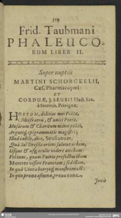 Frid. Taubmani Phaleucorum Liber II.