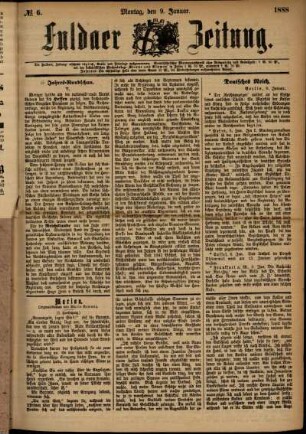 Ausgabe vom Montag, den 09. Januar 1888.
