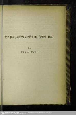 Die französische Krisis im Jahre 1877.