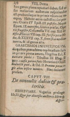 Capvt VIII De nonnullis dubiis & præteritis.