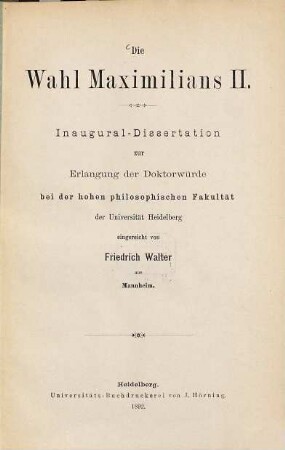 Die Wahl Maximilians II.