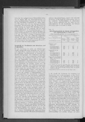 Tabelle 13: Brutto-Monatsverdienste der Arbeiter und Angestellten nach Leistungsgruppen im August 1961