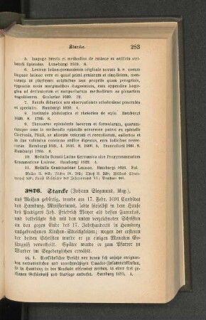 3876. Starcke (Johann Siegmund, Mag.)