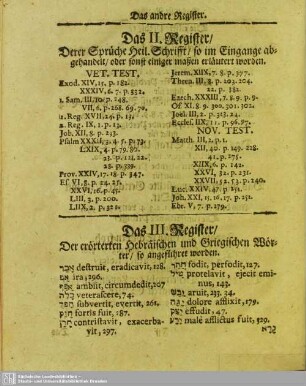 Das III. Register, der erörterten Hebräischen und Griegischen Wörter, so angeführet worden.