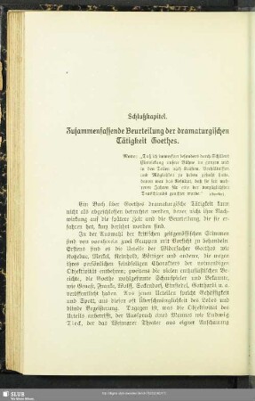 Schlußkapitel. Zusammenfassende Beurteilung der dramaturgischen Tätigkeit Goethes
