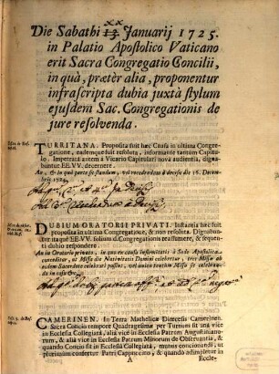 Folia Sacrae Congregationis Concilii, 1725