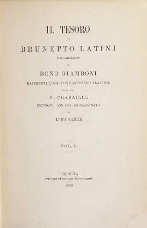 Il tesoro di Brunetto Latini. 1