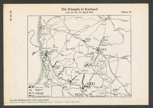 Skizze 10. Die Kämpfe in Kurland vom 26. bis 30. April 1915.
