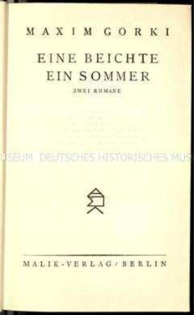 Zwei Romane von Maxim Gorki in deutscher Übersetzung