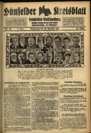 Zweite Ausgabe vom Donnerstag, den 29. Dezember 1932.